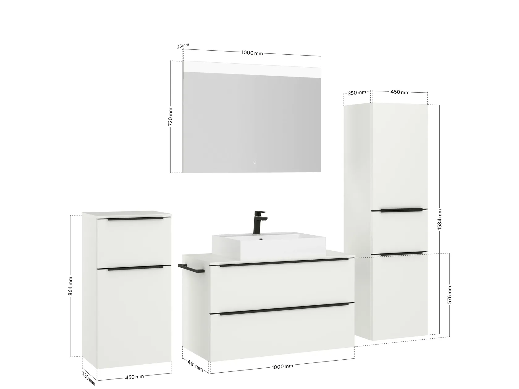 Atlas Ensemble sous vasque avec miroir et colonnes 4