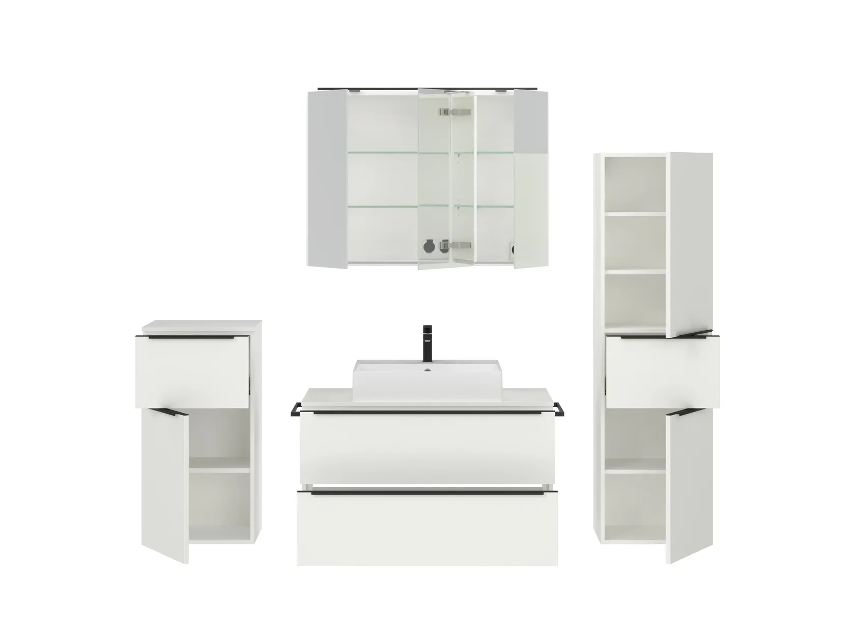 Atlas Ensemble sous vasque avec miroir et colonnes 2