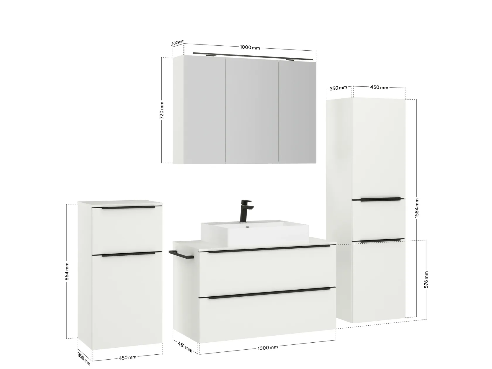 Atlas Ensemble sous vasque avec miroir et colonnes 4