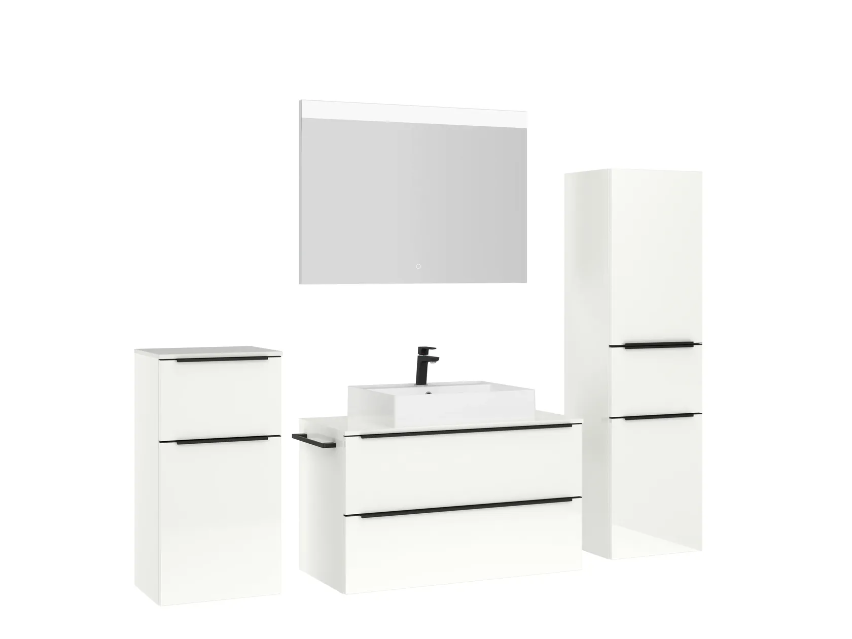 Atlas Ensemble sous vasque avec miroir et colonnes 3