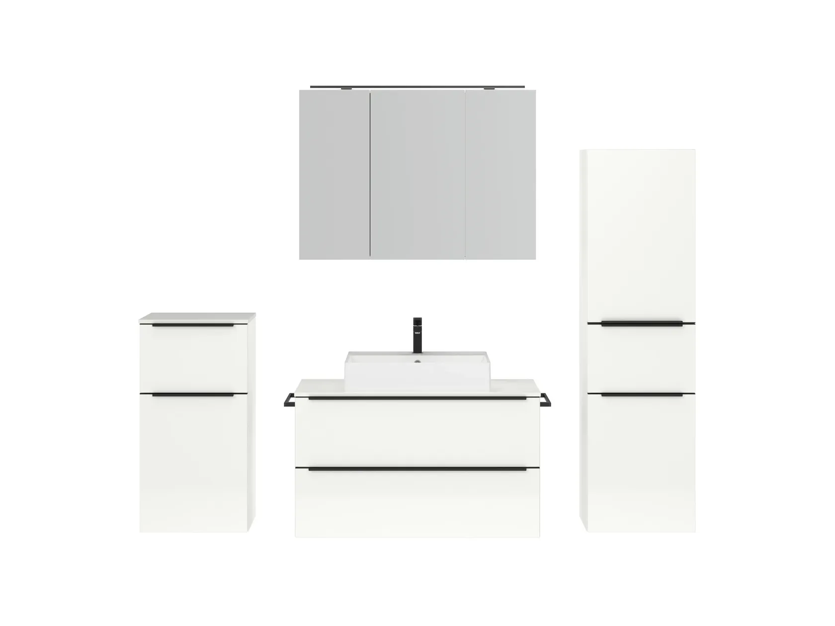 Atlas Ensemble sous vasque avec miroir et colonnes 1