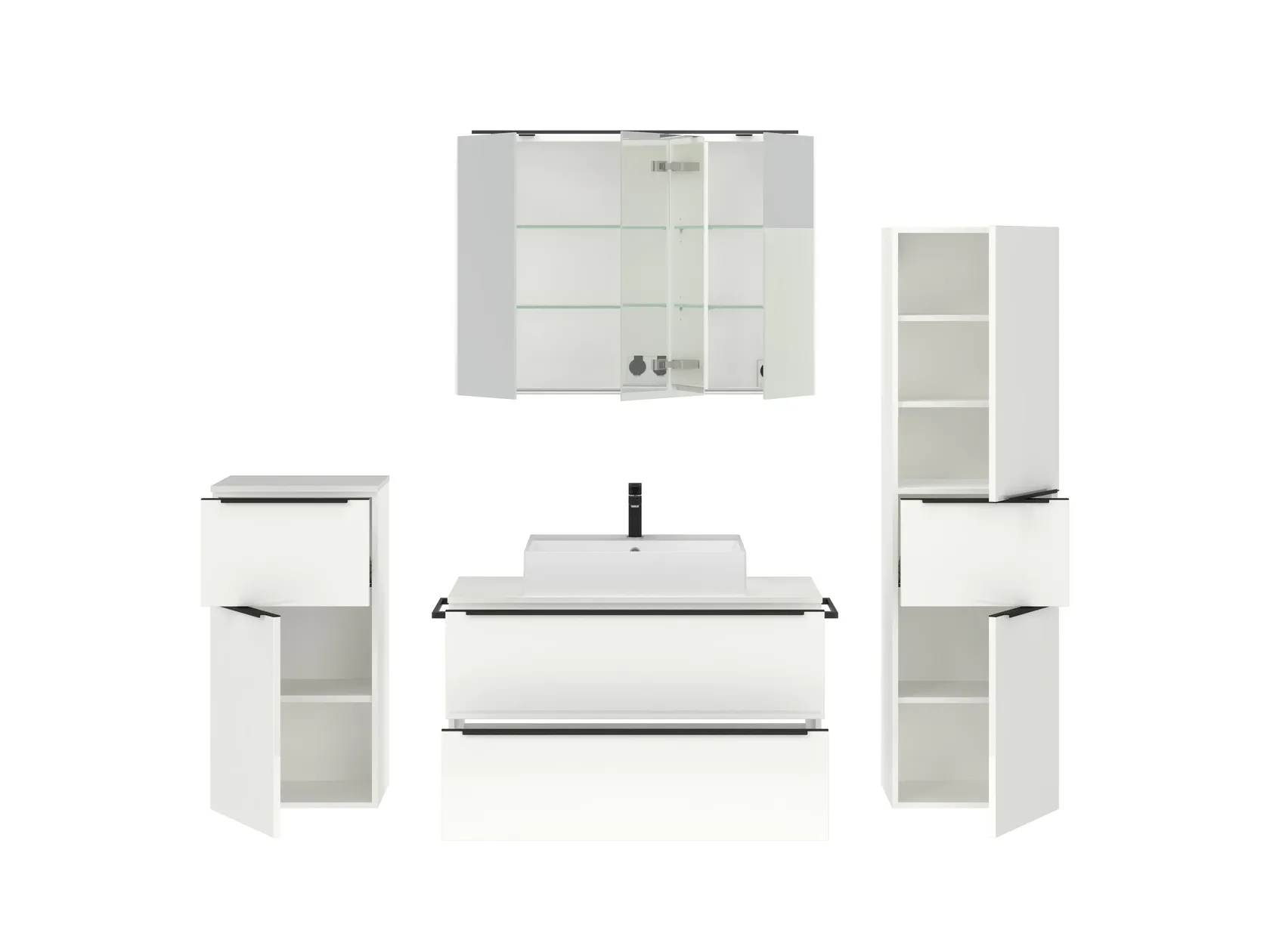 Atlas Ensemble sous vasque avec miroir et colonnes 2