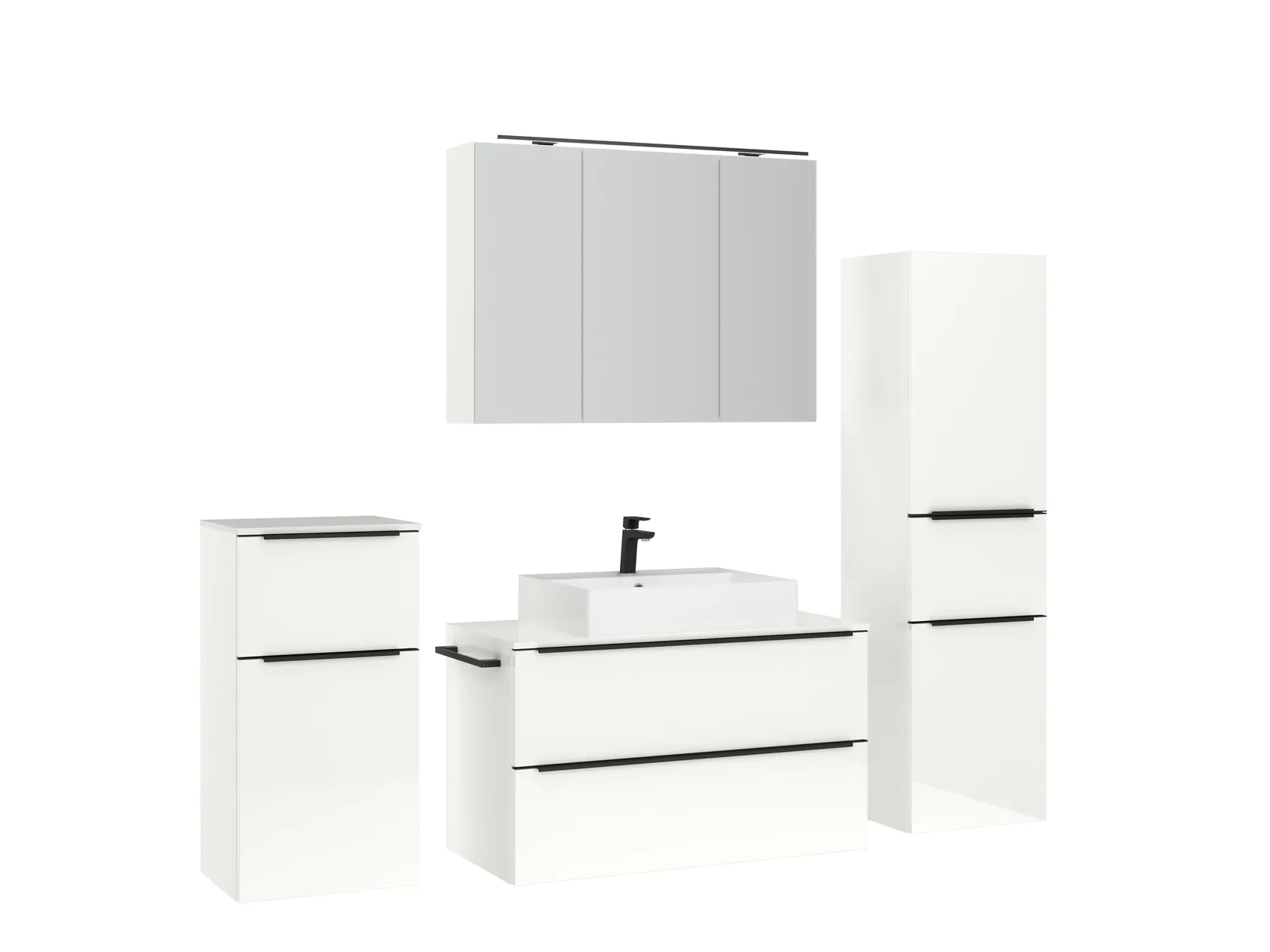 Atlas Ensemble sous vasque avec miroir et colonnes 3