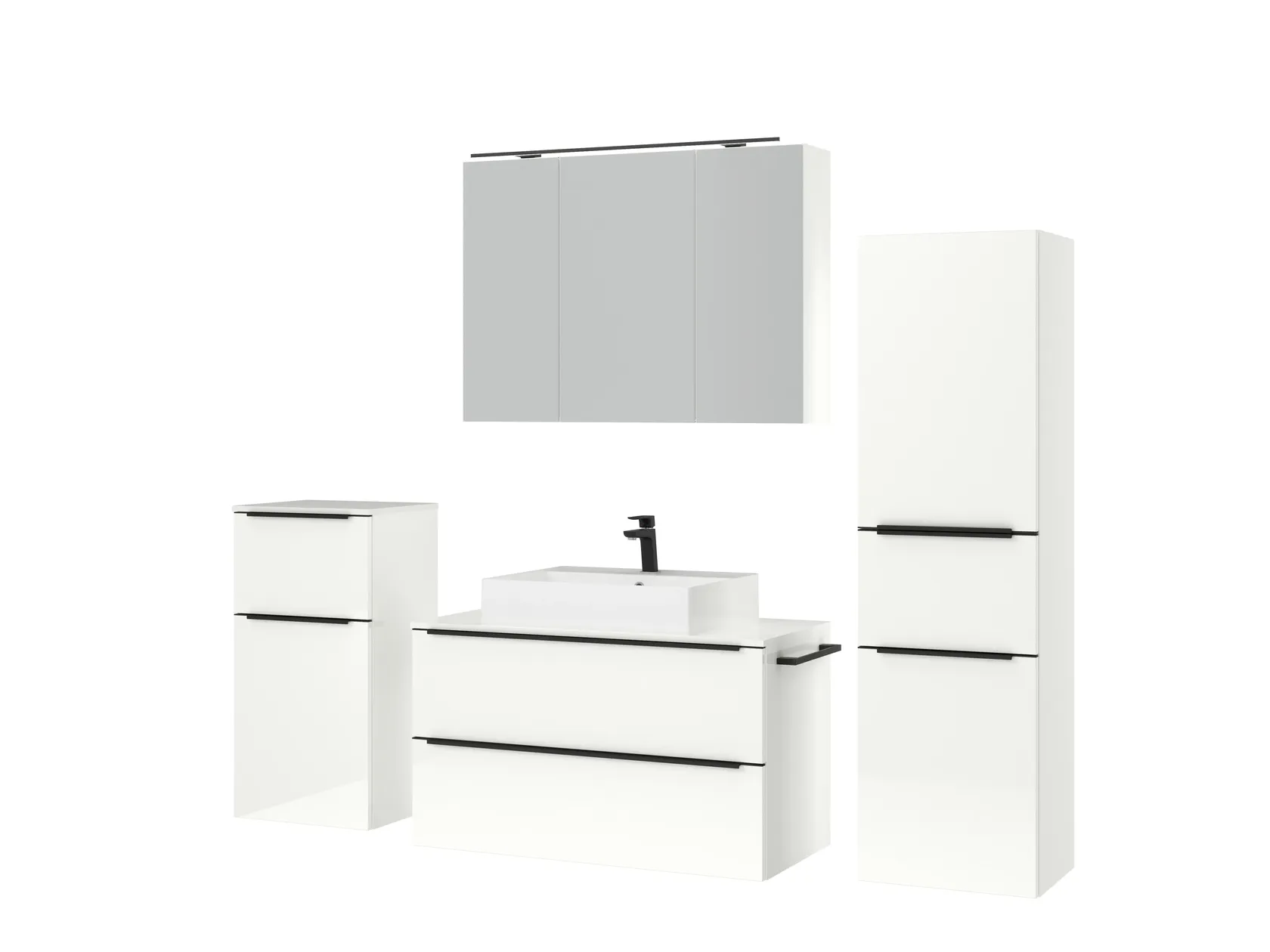 Atlas Ensemble sous vasque avec miroir et colonnes 5