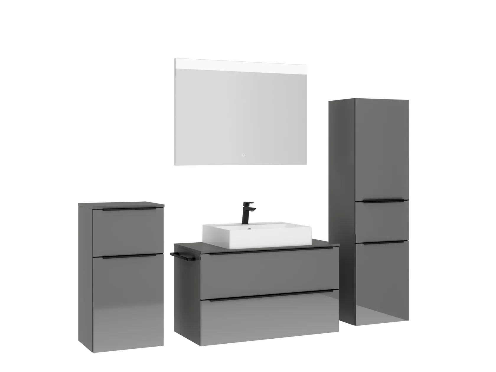 Atlas Ensemble sous vasque avec miroir et colonnes 3