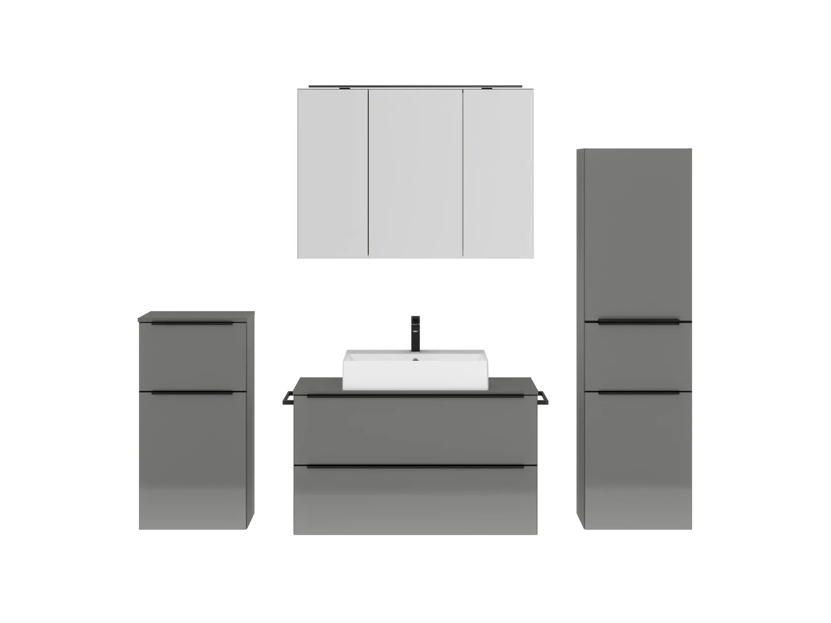 Atlas Ensemble sous vasque avec miroir et colonnes 1