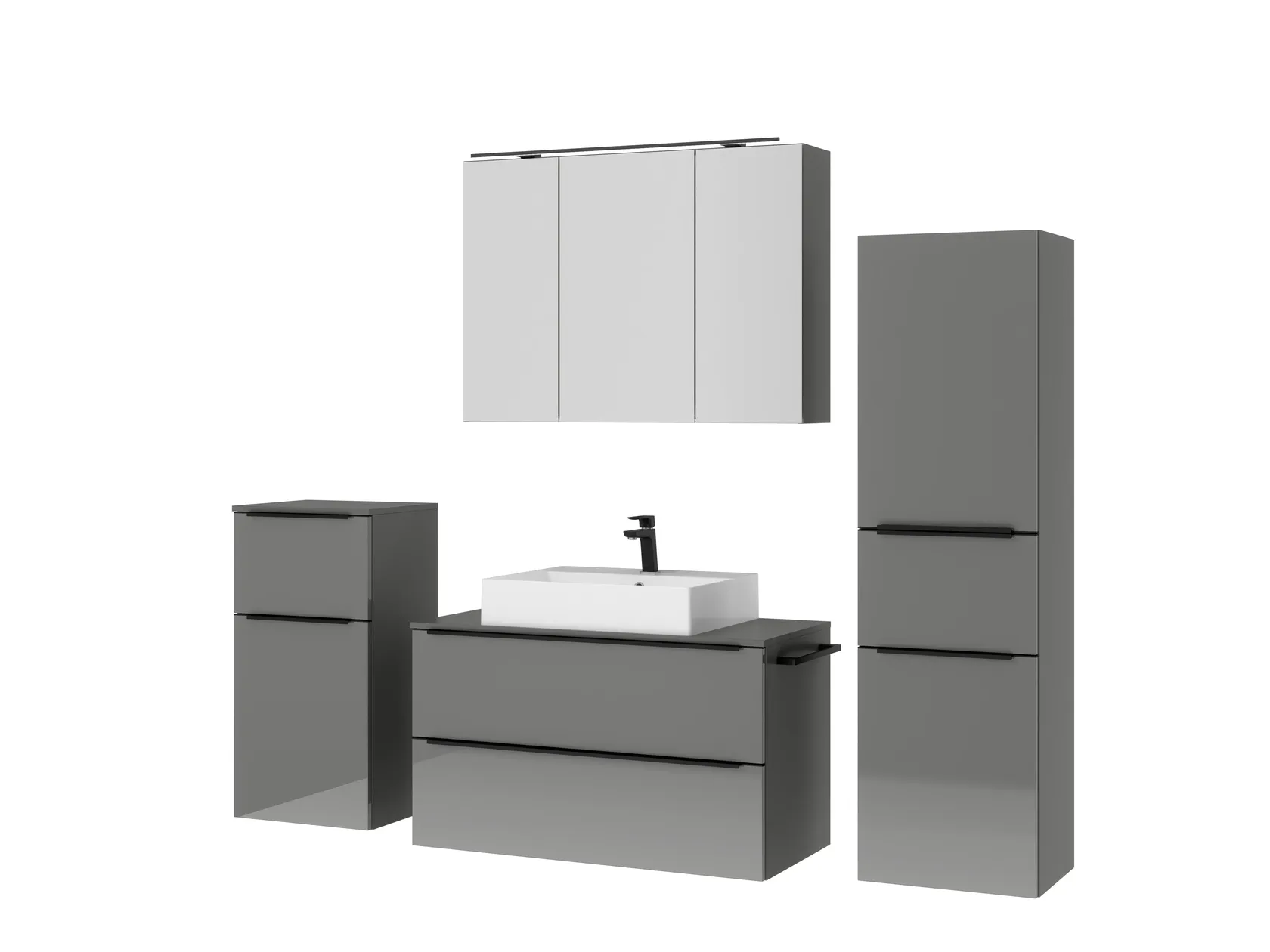 Atlas Ensemble sous vasque avec miroir et colonnes 5