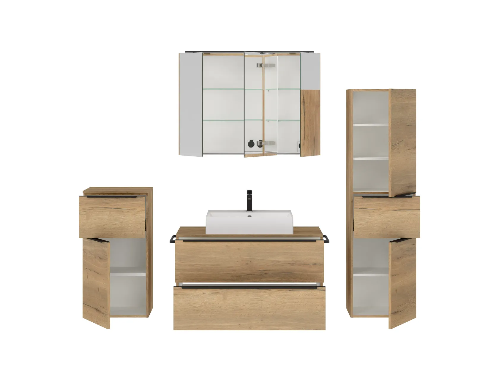 Atlas Ensemble sous vasque avec miroir et colonnes 2