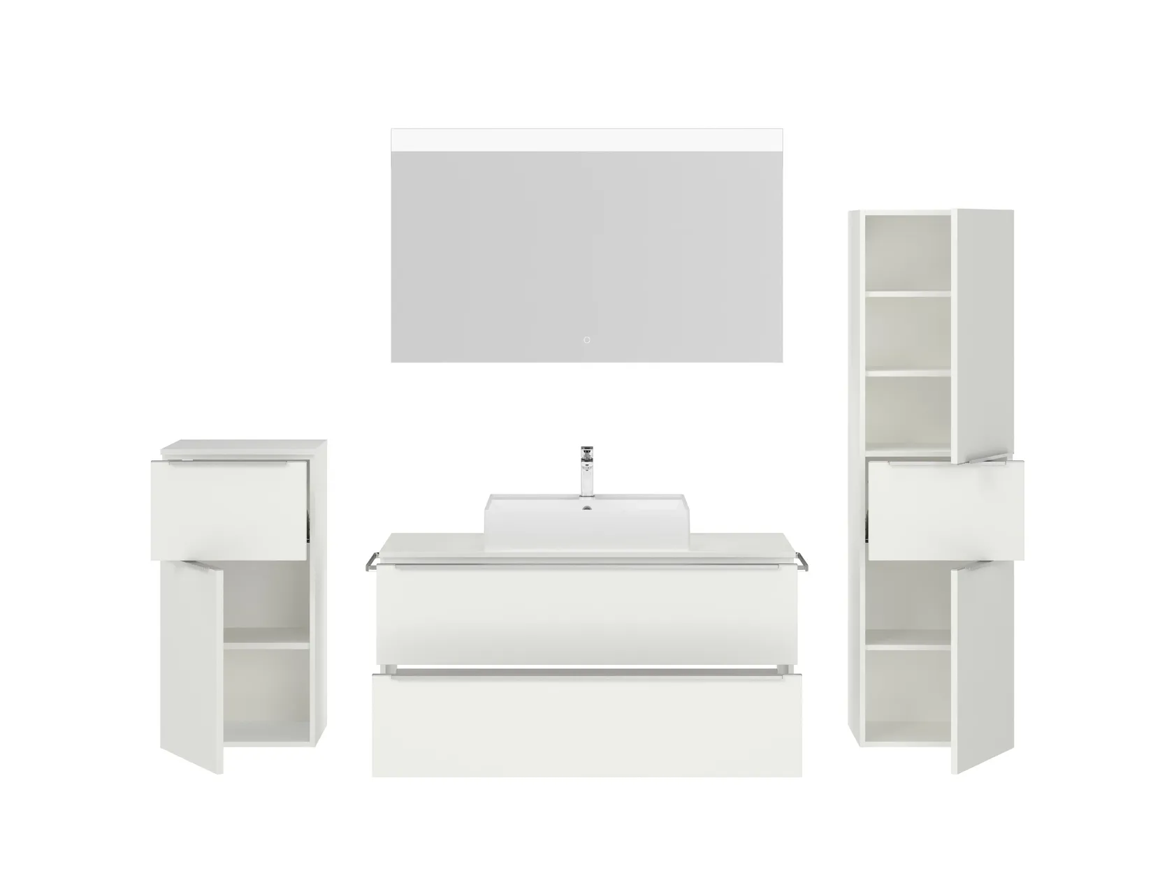 Atlas Ensemble sous vasque avec miroir et colonnes 2