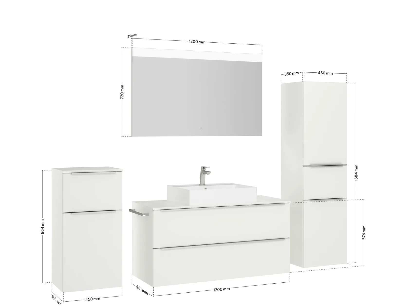 Atlas Ensemble sous vasque avec miroir et colonnes 4