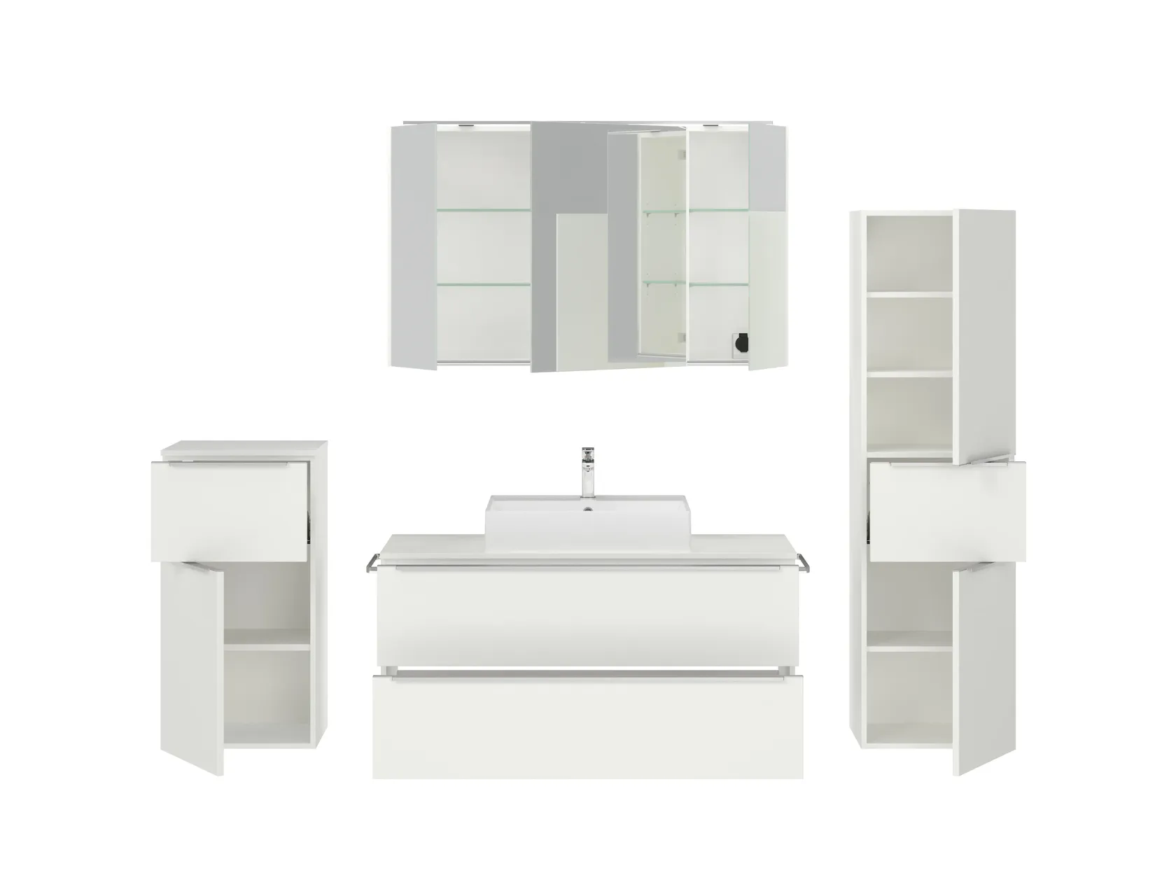 Atlas Ensemble sous vasque avec miroir et colonnes 2