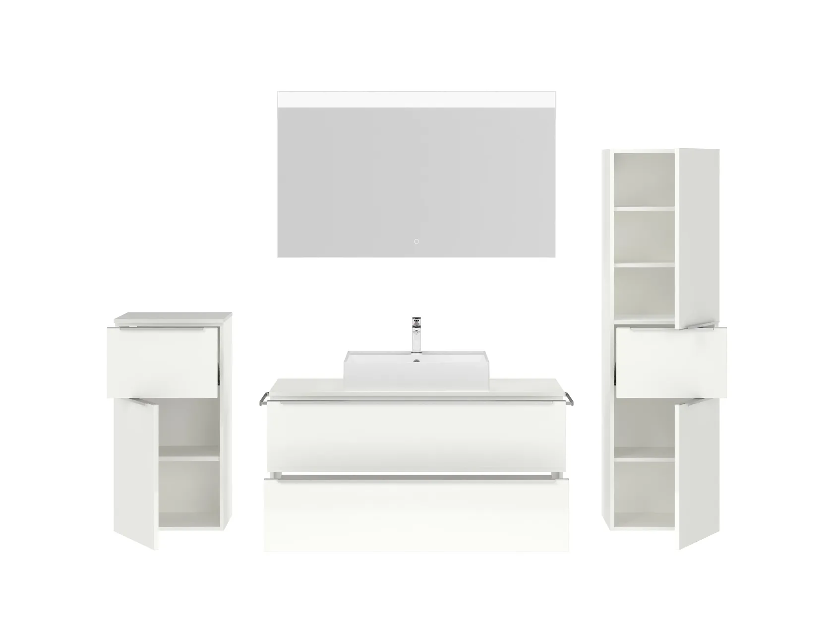 Atlas Ensemble sous vasque avec miroir et colonnes 2