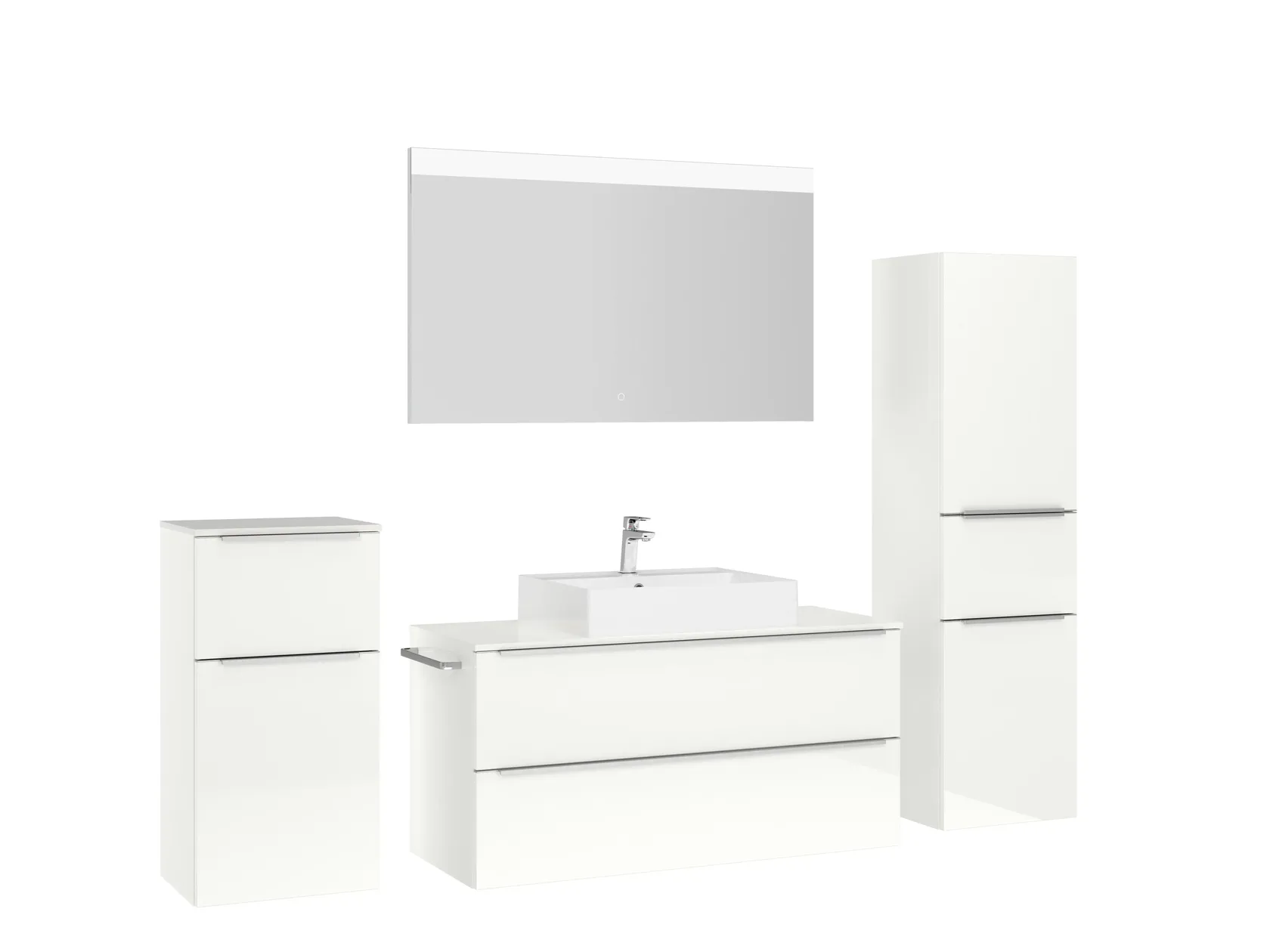 Atlas Ensemble sous vasque avec miroir et colonnes 3