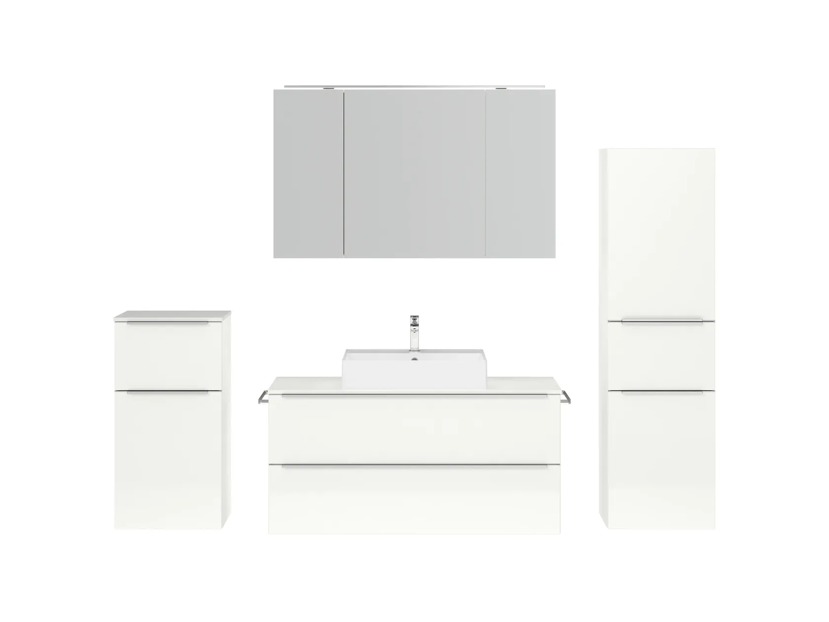 Atlas Ensemble sous vasque avec miroir et colonnes 1