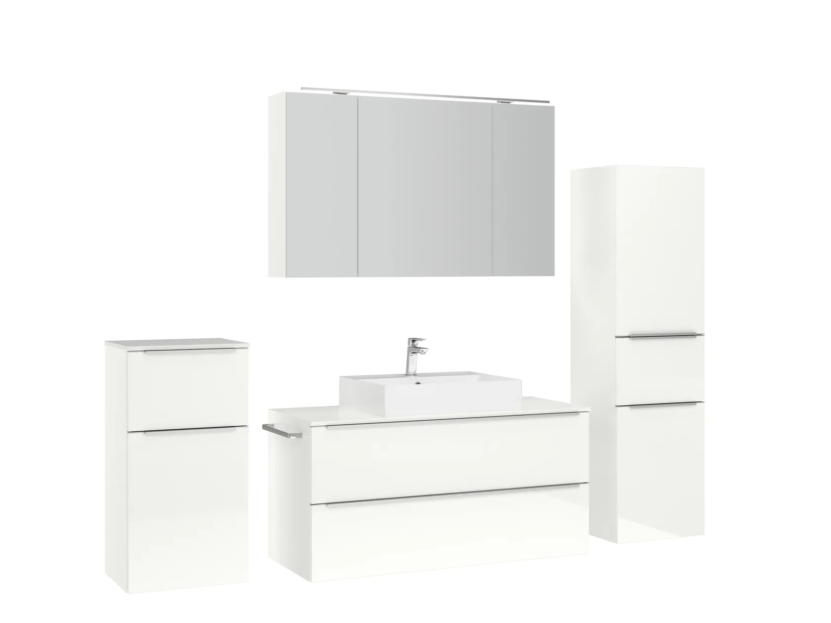 Atlas Ensemble sous vasque avec miroir et colonnes 3