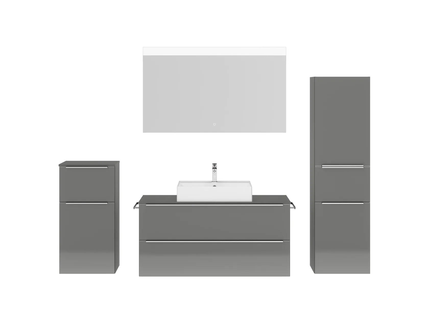 Atlas Ensemble sous vasque avec miroir et colonnes 1