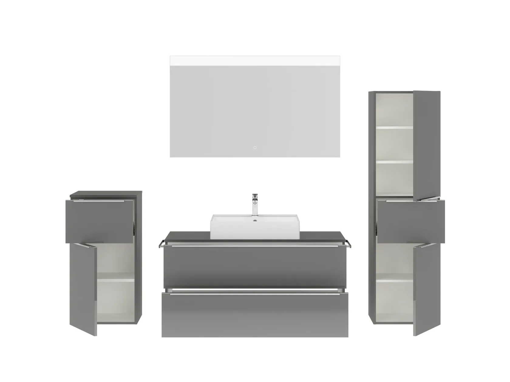 Atlas Ensemble sous vasque avec miroir et colonnes 2