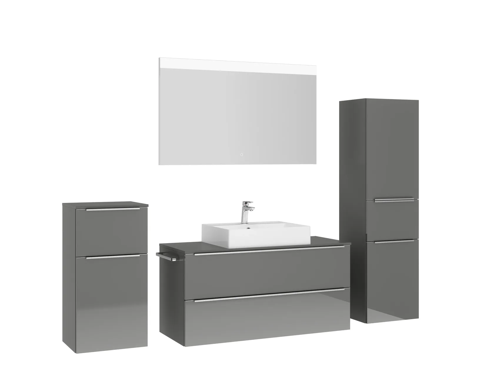 Atlas Ensemble sous vasque avec miroir et colonnes 3