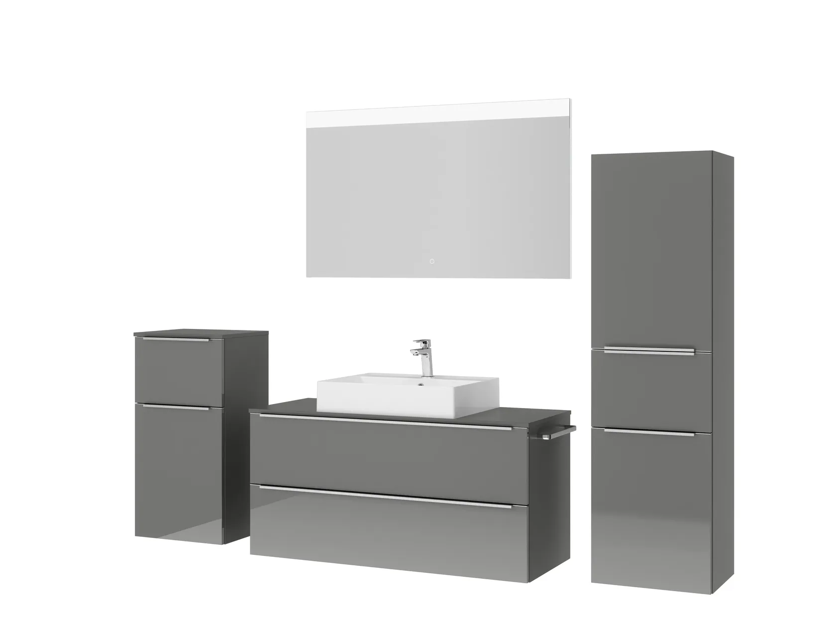 Atlas Ensemble sous vasque avec miroir et colonnes 5