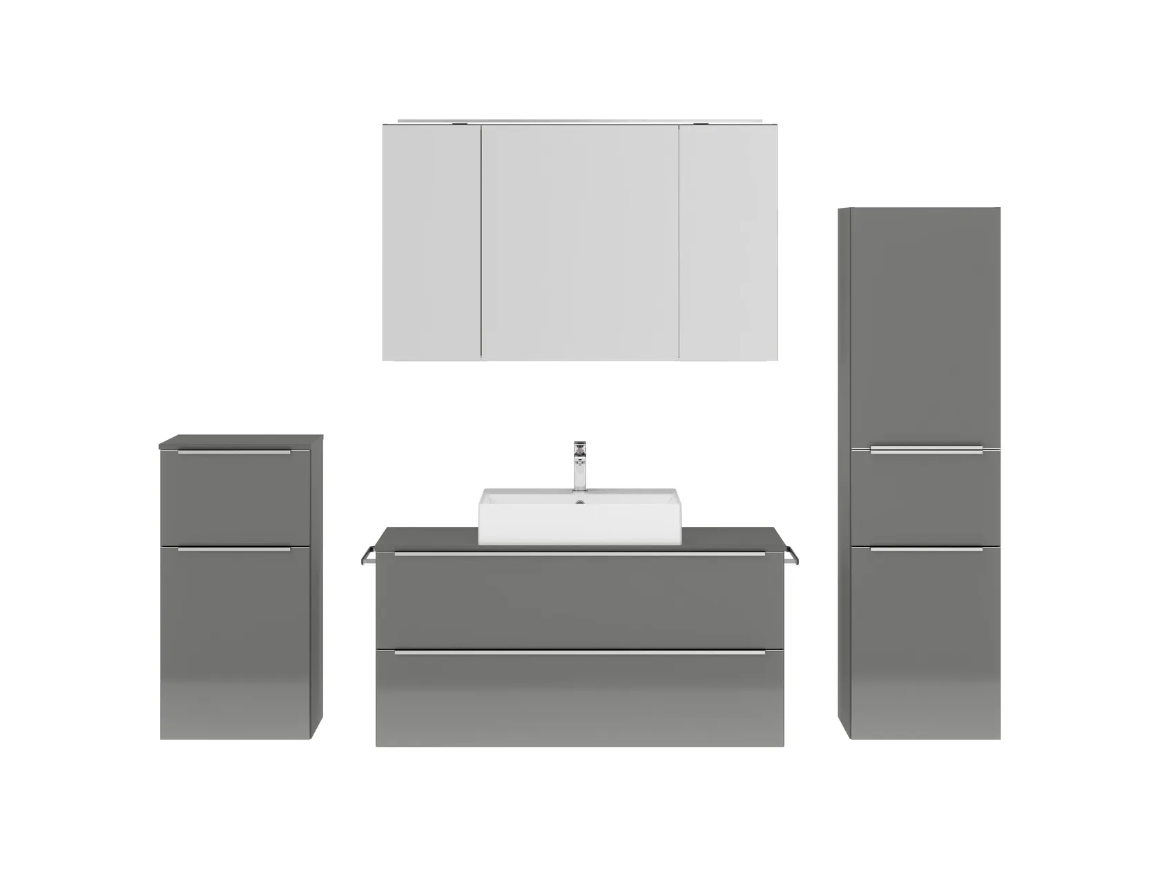 Atlas Ensemble sous vasque avec miroir et colonnes 1