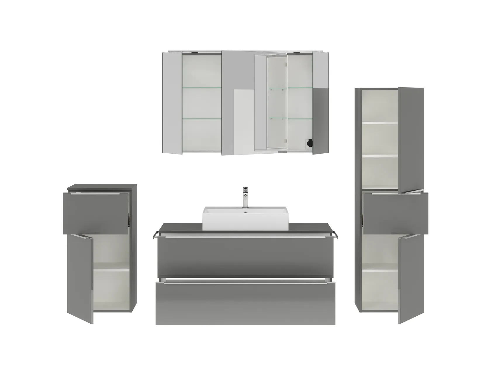 Atlas Ensemble sous vasque avec miroir et colonnes 2