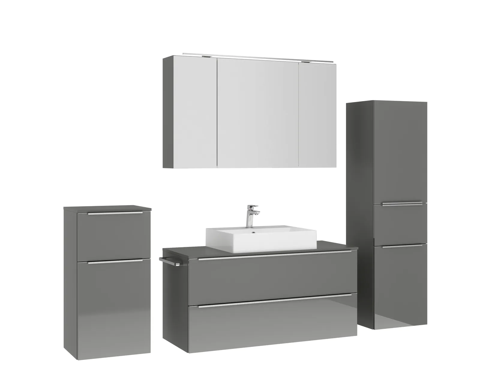 Atlas Ensemble sous vasque avec miroir et colonnes 3