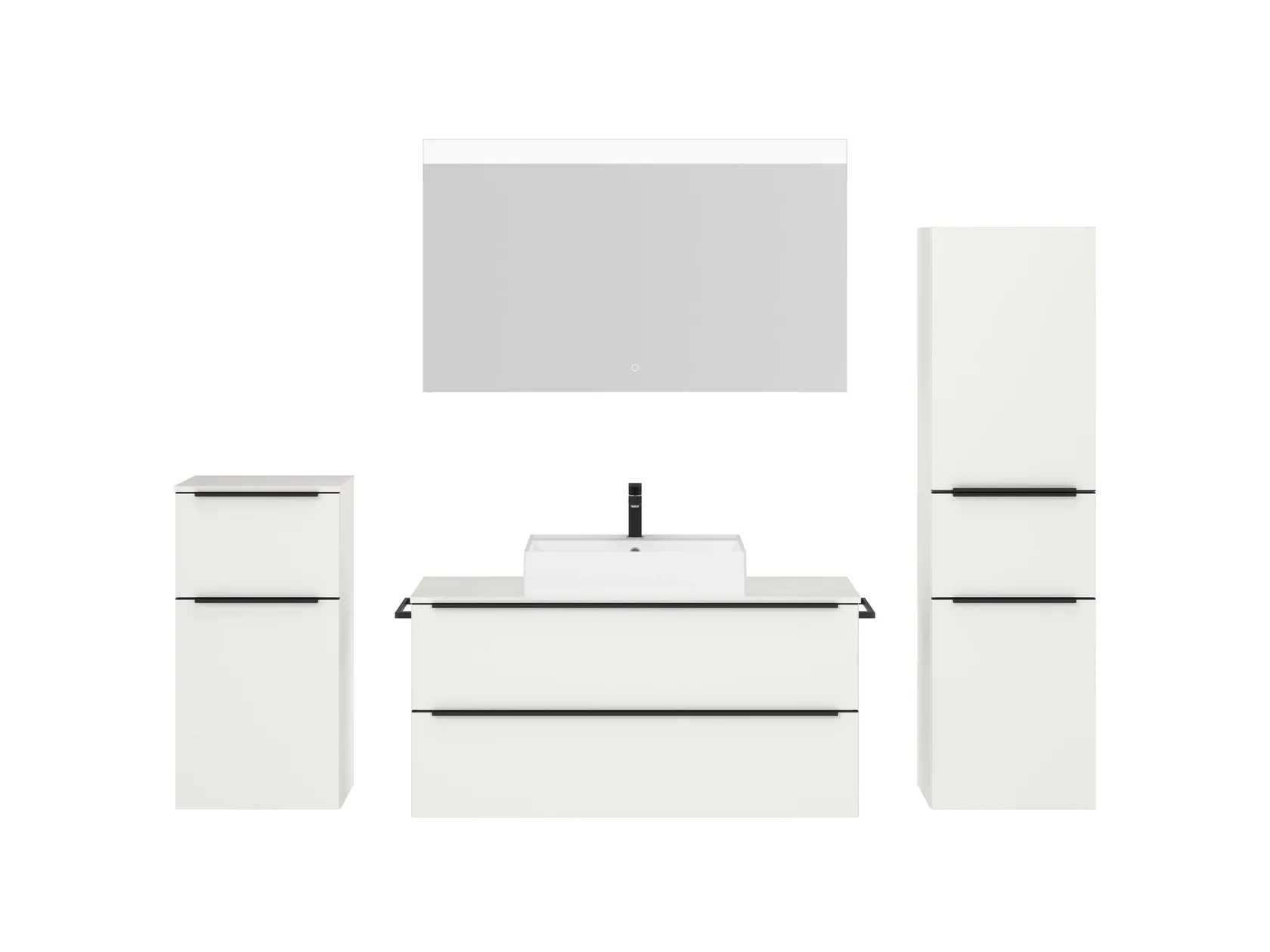 Atlas Ensemble sous vasque avec miroir et colonnes 1