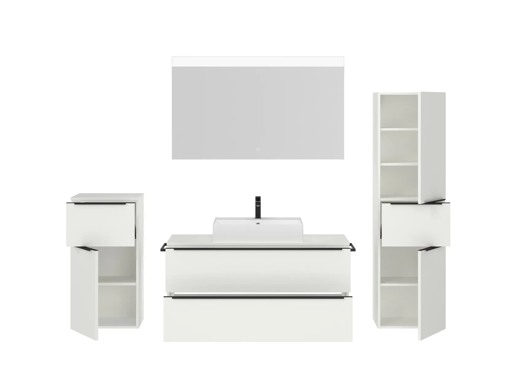 Atlas Ensemble sous vasque avec miroir et colonnes 2