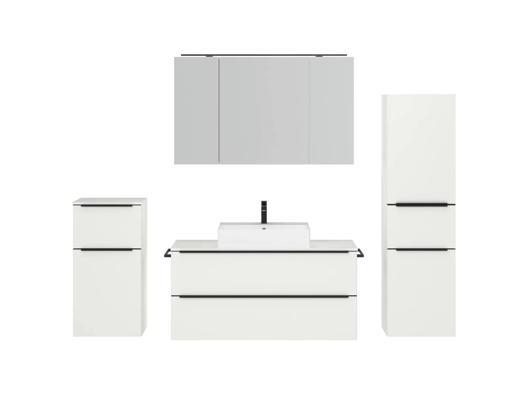 Atlas Ensemble sous vasque avec miroir et colonnes 1