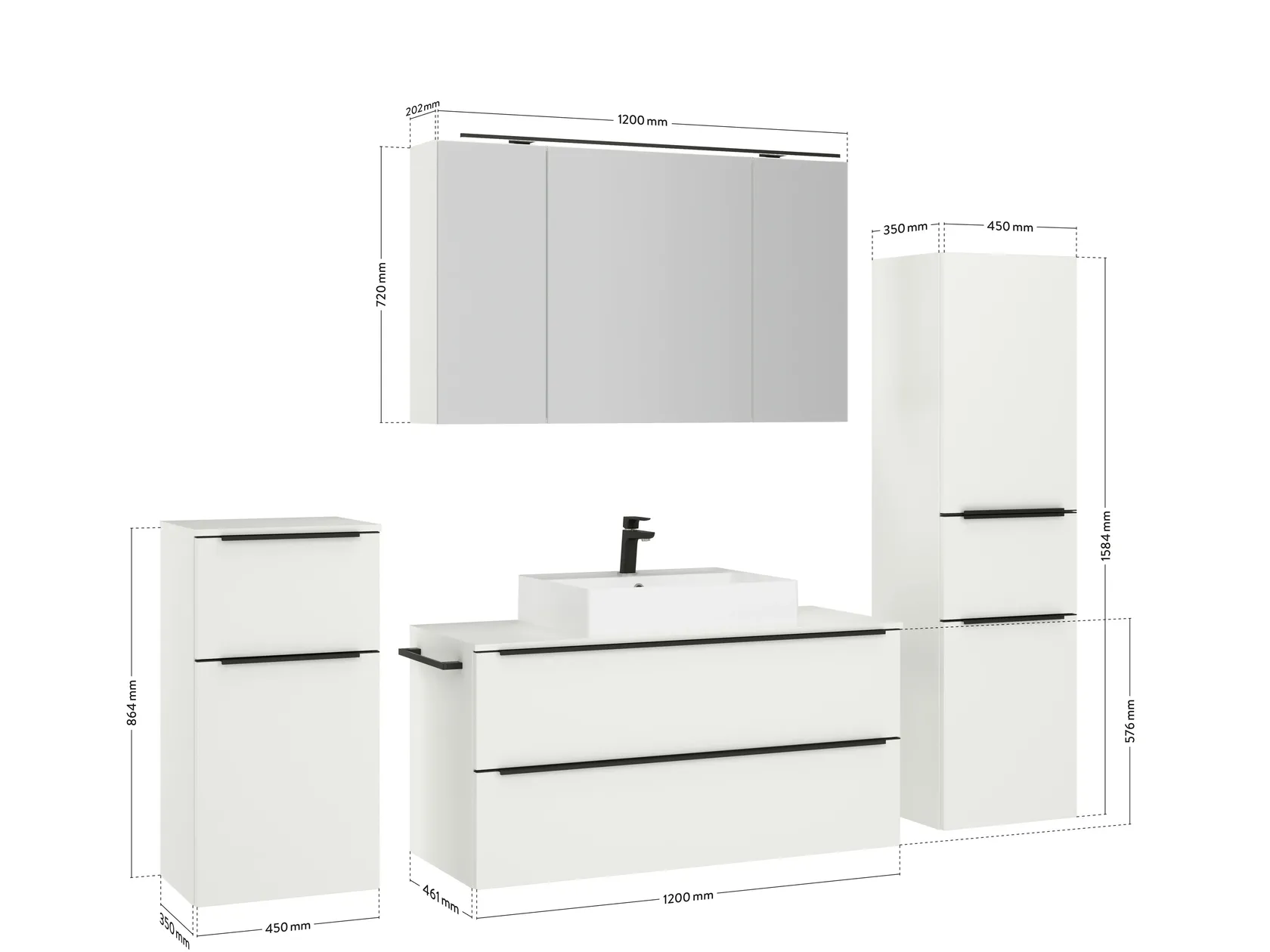 Atlas Ensemble sous vasque avec miroir et colonnes 4