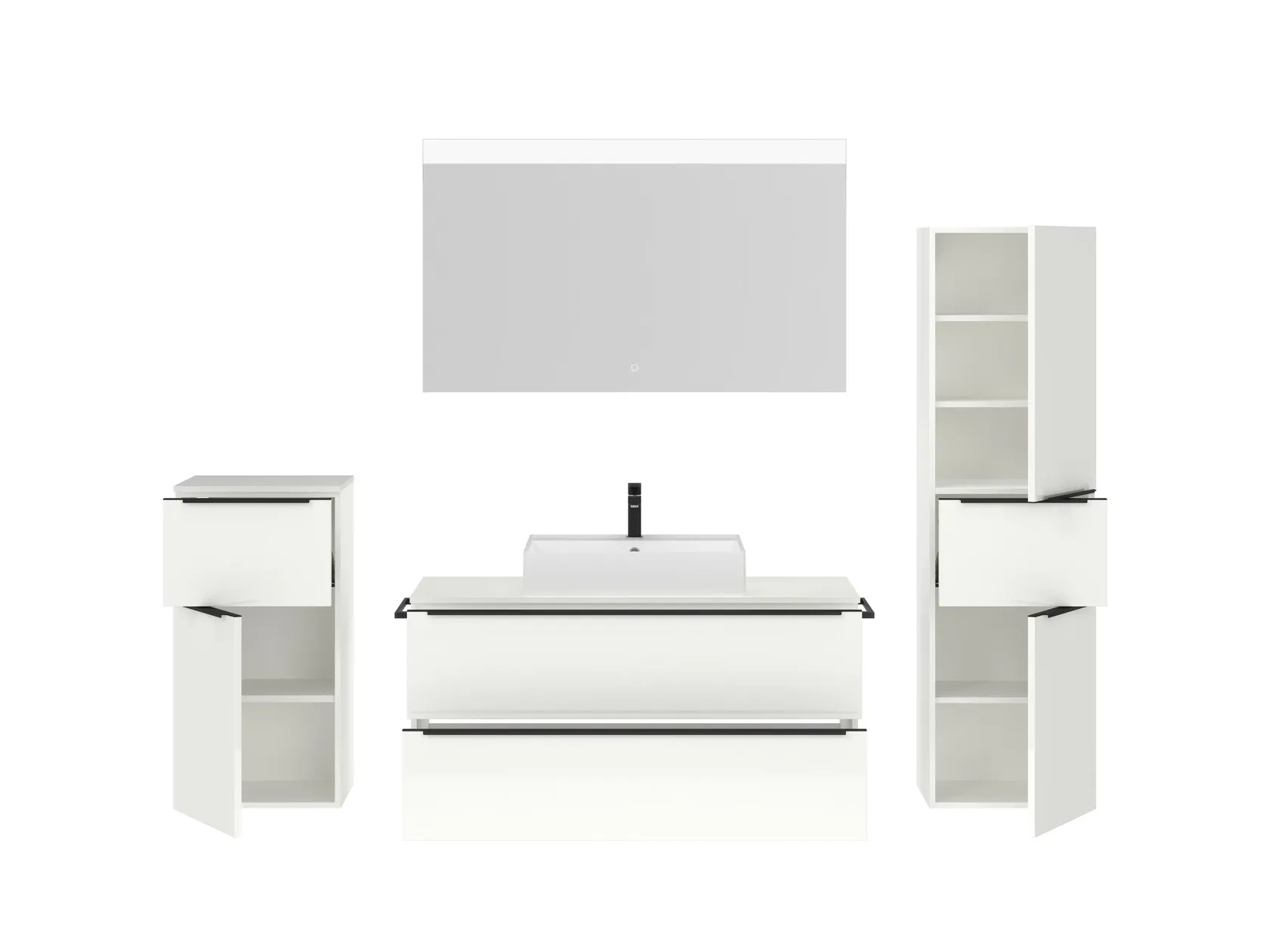 Atlas Ensemble sous vasque avec miroir et colonnes 2