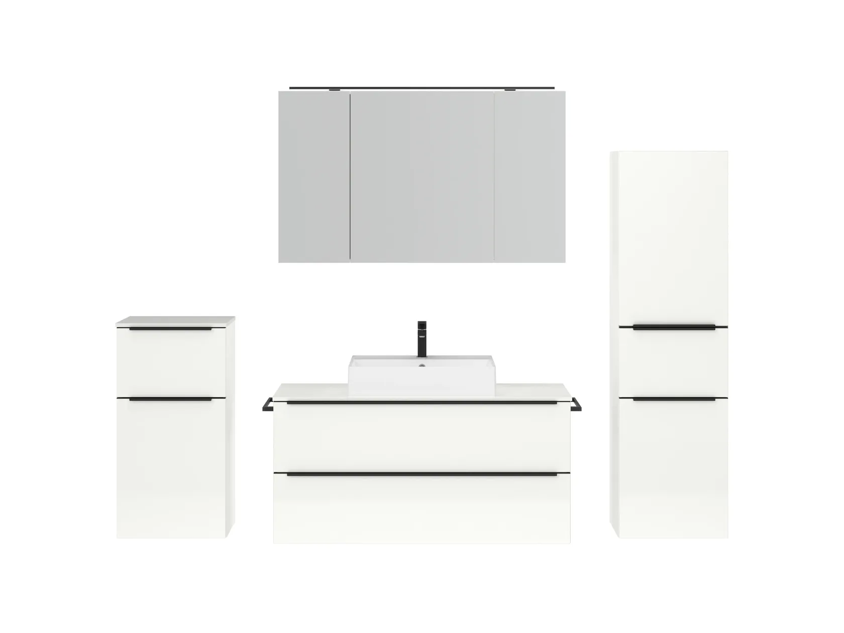 Atlas Ensemble sous vasque avec miroir et colonnes 1