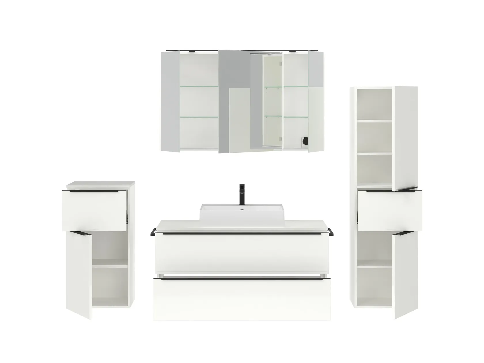 Atlas Ensemble sous vasque avec miroir et colonnes 2