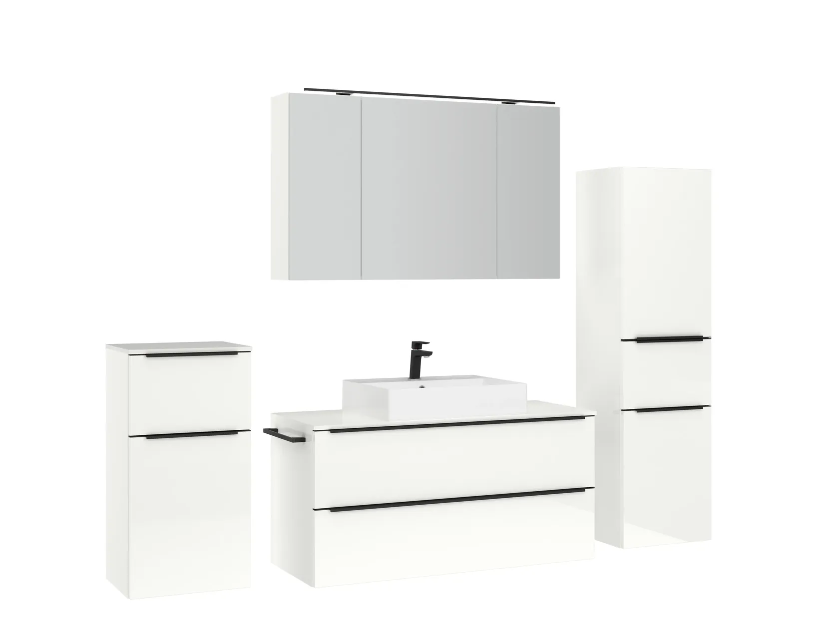 Atlas Ensemble sous vasque avec miroir et colonnes 3