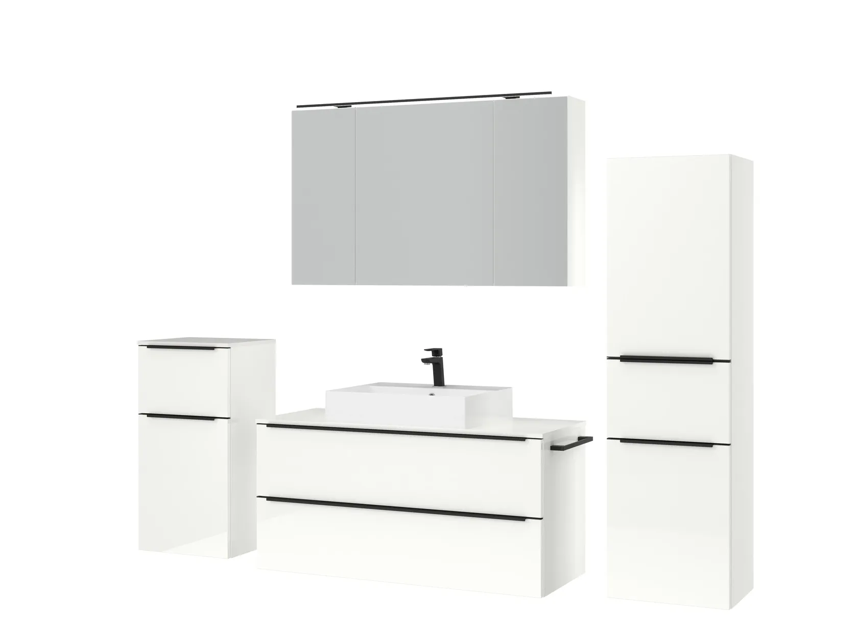 Atlas Ensemble sous vasque avec miroir et colonnes 5