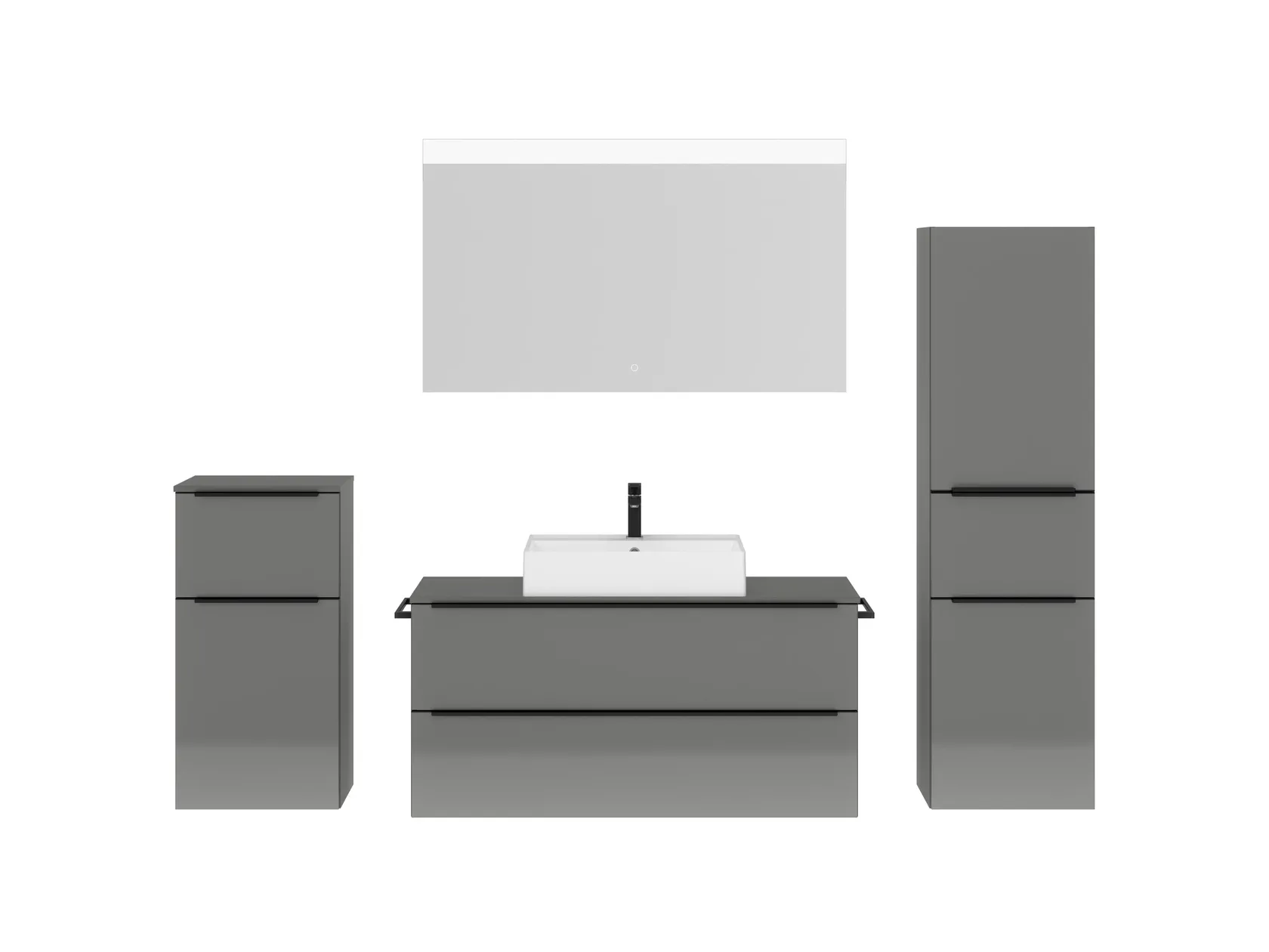 Atlas Ensemble sous vasque avec miroir et colonnes 1