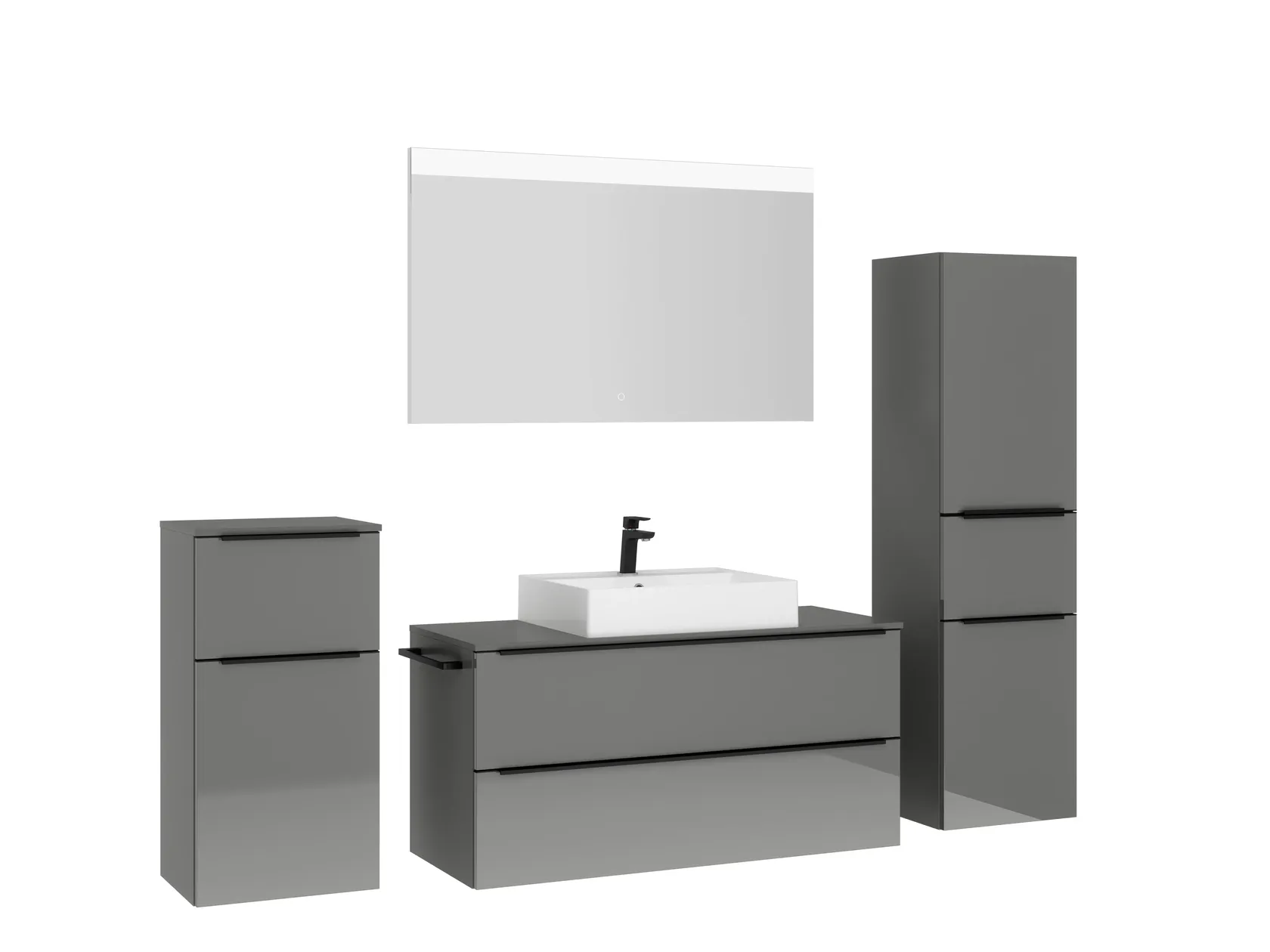 Atlas Ensemble sous vasque avec miroir et colonnes 3