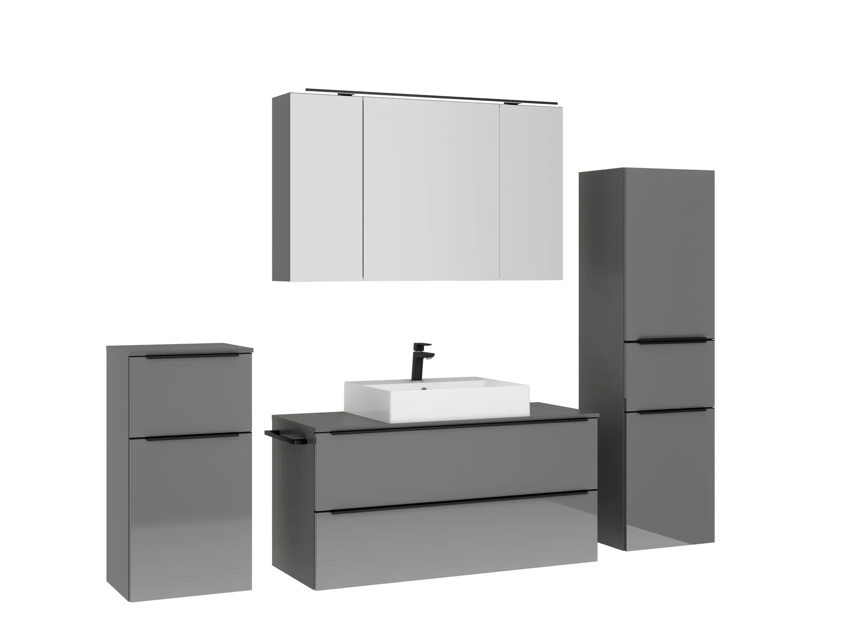 Atlas Ensemble sous vasque avec miroir et colonnes 3