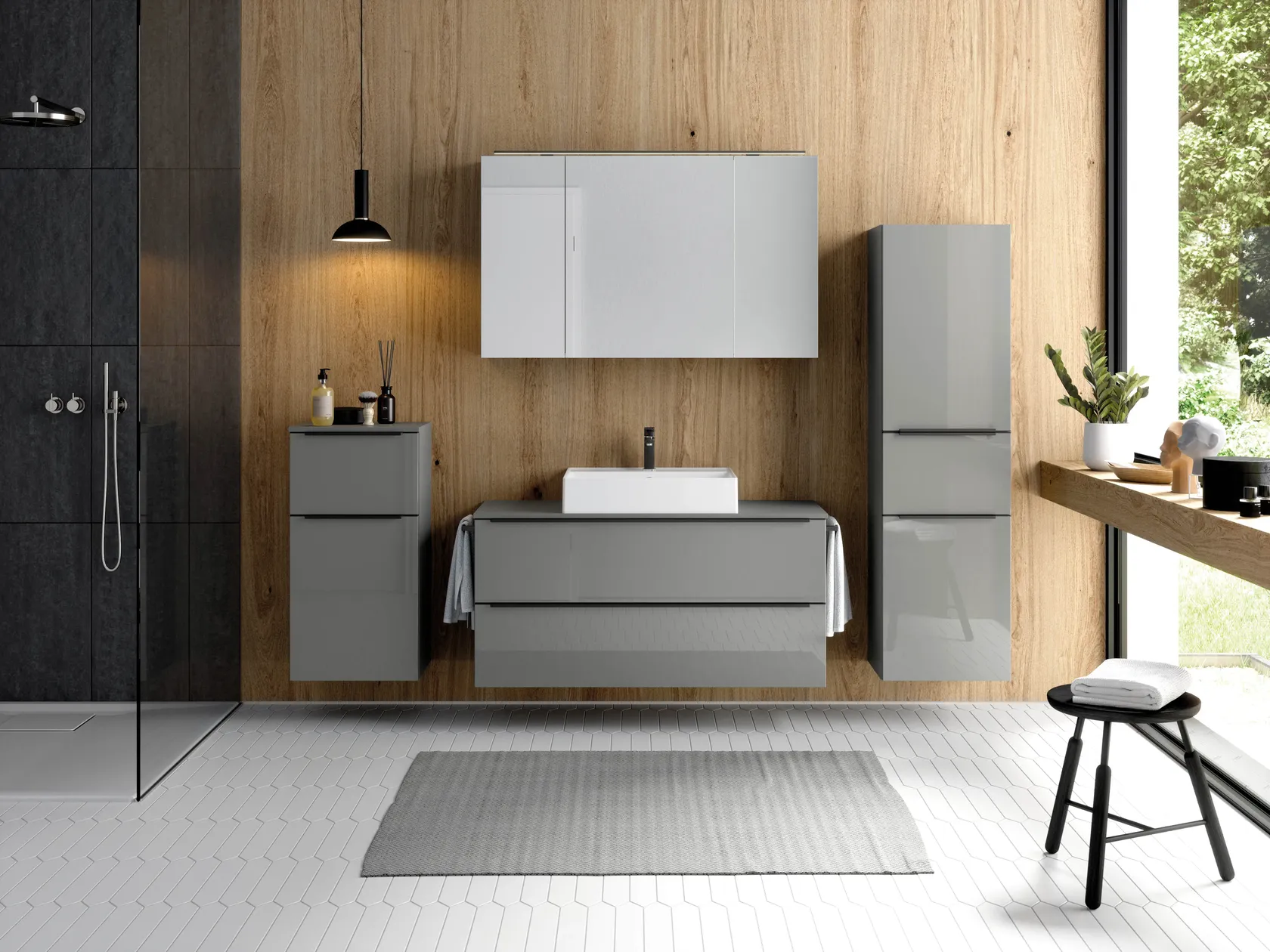 Atlas Ensemble sous vasque avec miroir et colonnes 0