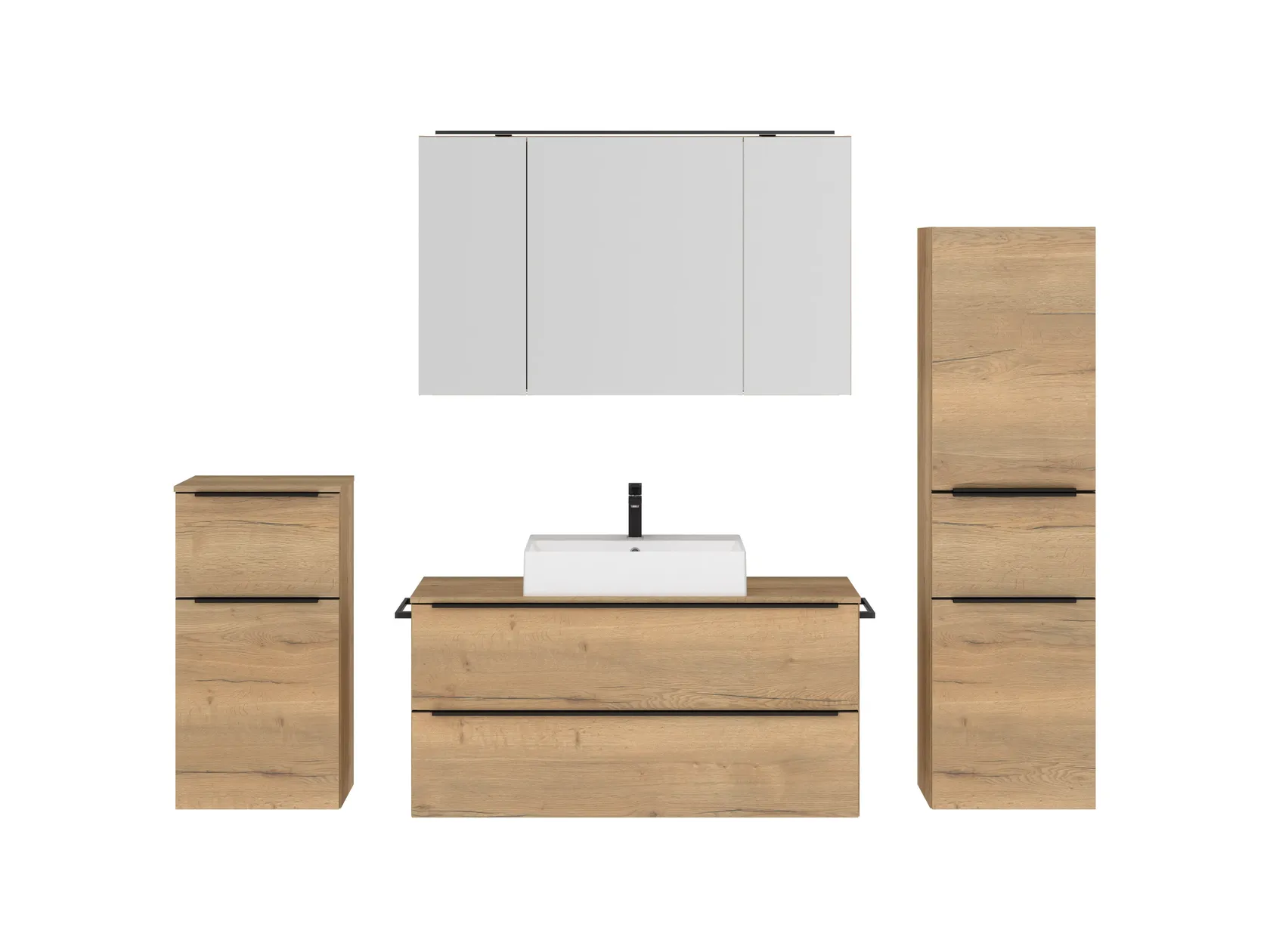 Atlas Ensemble sous vasque avec miroir et colonnes 1