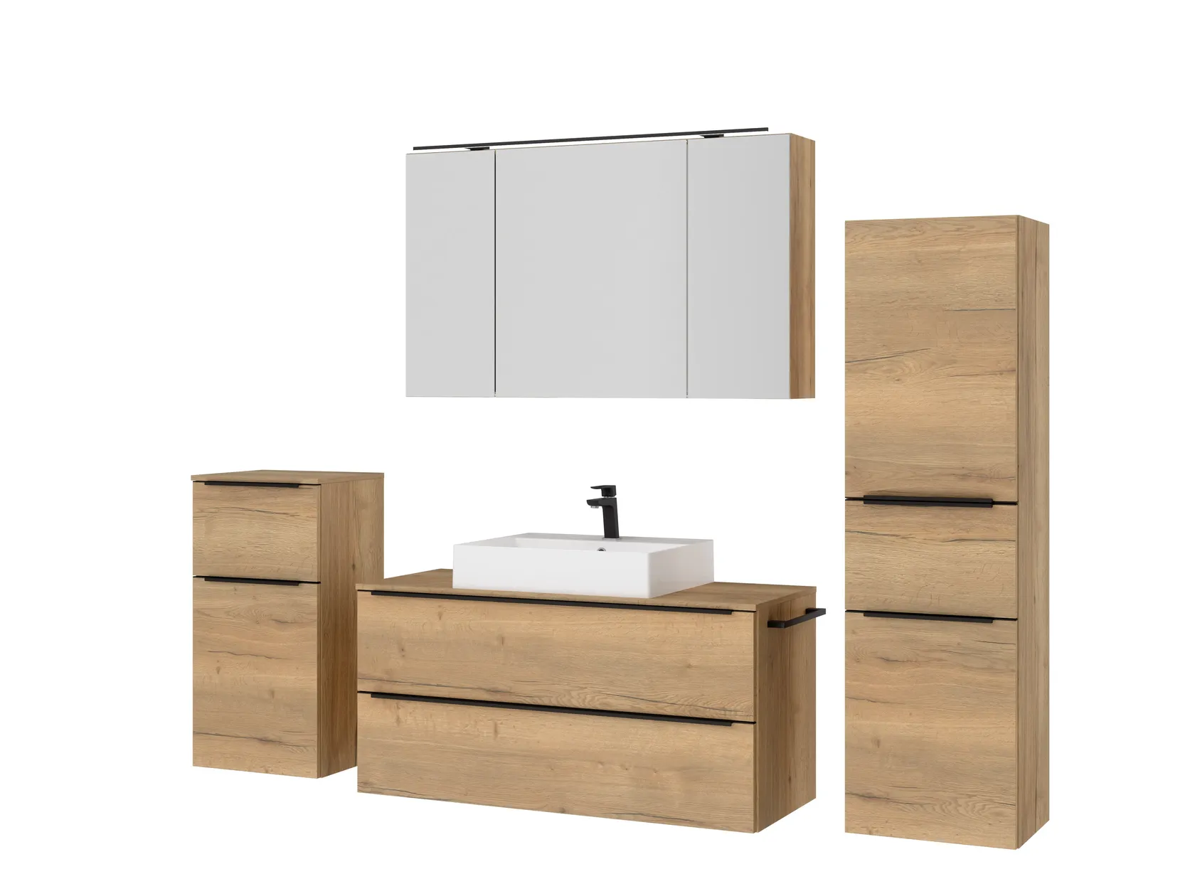 Atlas Ensemble sous vasque avec miroir et colonnes 5