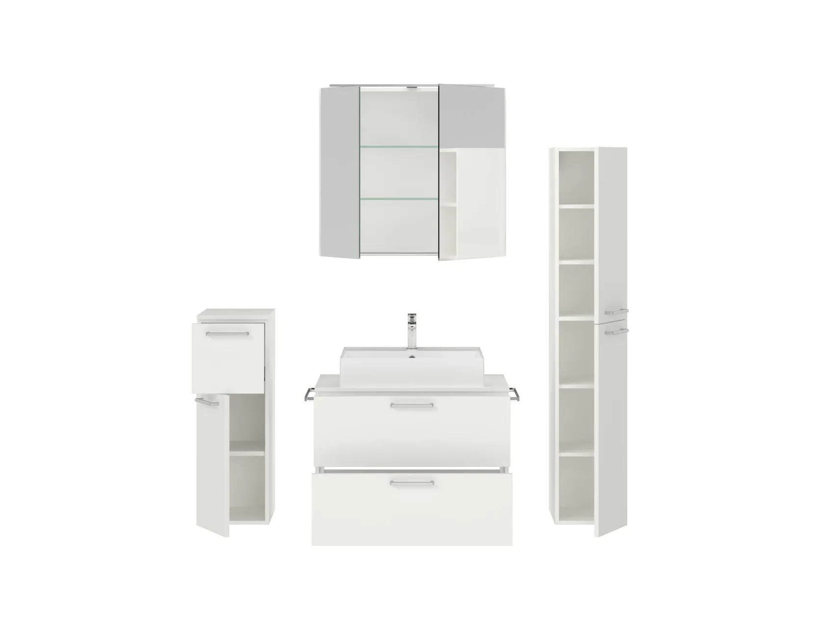 Atlas Ensemble sous vasque avec miroir et colonnes 2