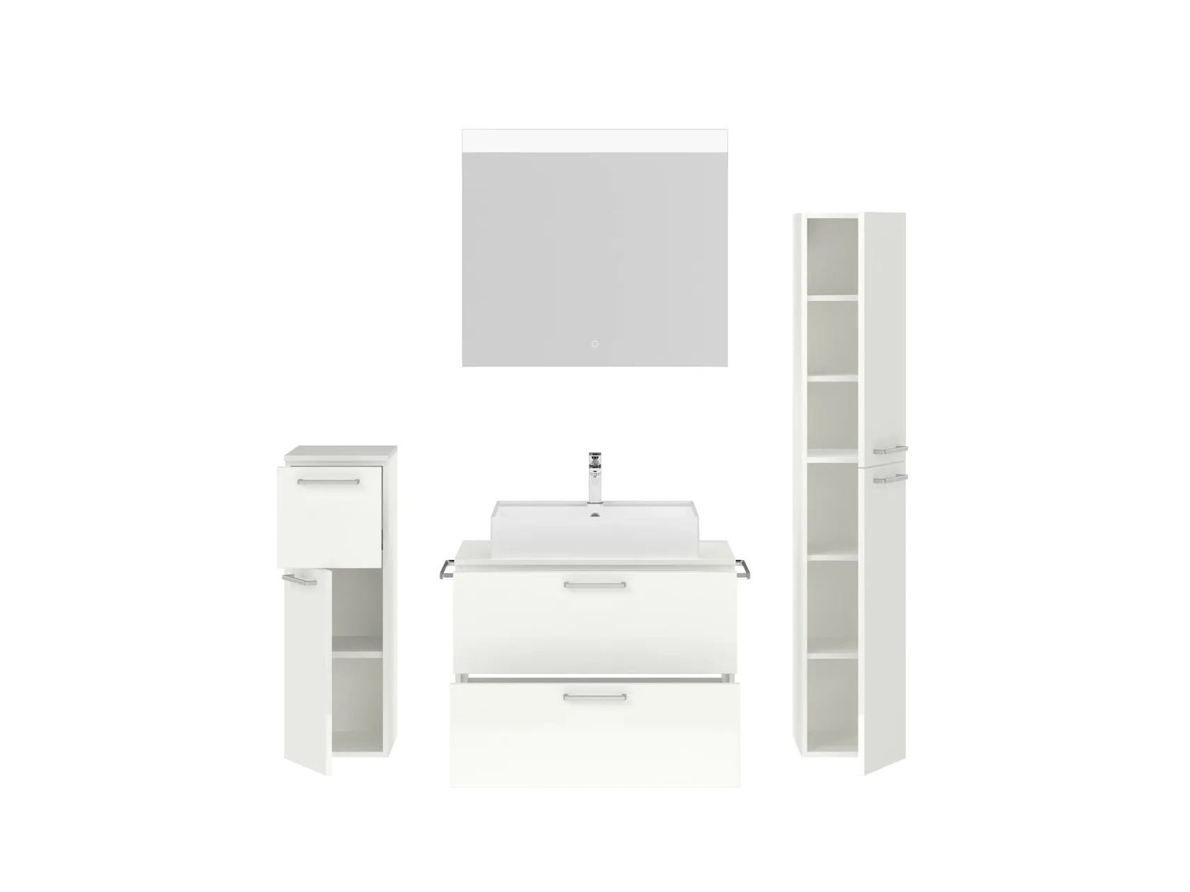 Atlas Ensemble sous vasque avec miroir et colonnes 2