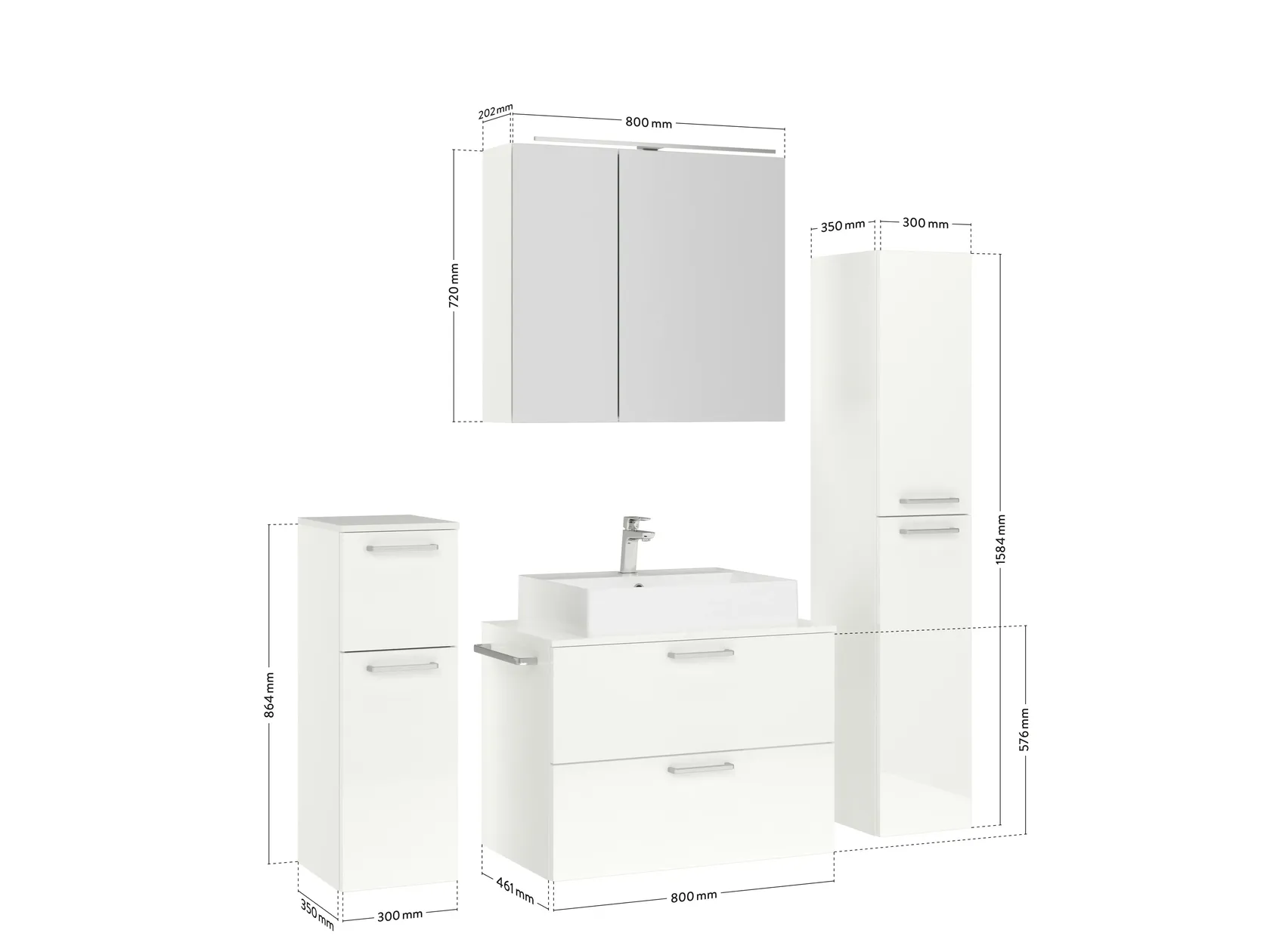 Atlas Ensemble sous vasque avec miroir et colonnes 4