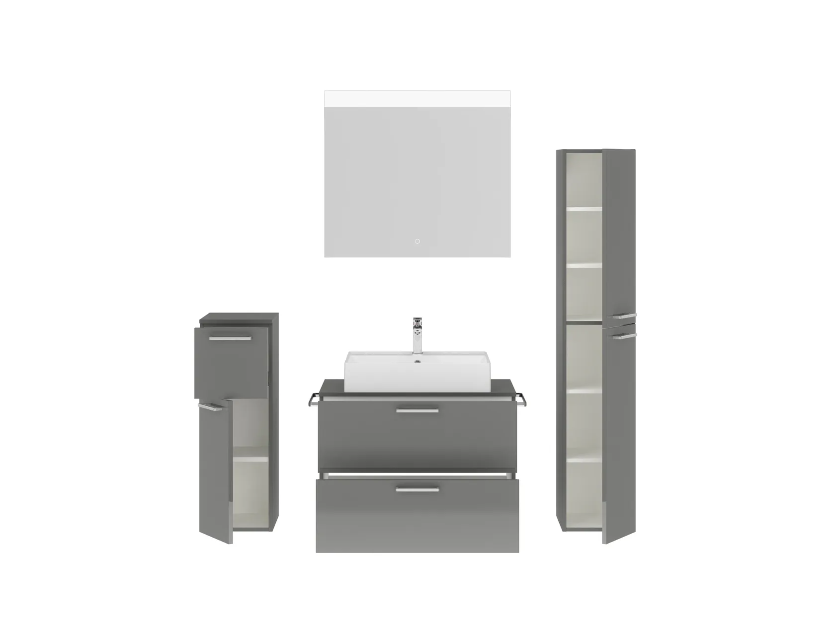 Atlas Ensemble sous vasque avec miroir et colonnes 2