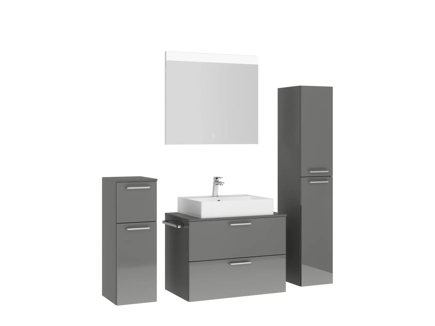 Atlas Ensemble sous vasque avec miroir et colonnes 3