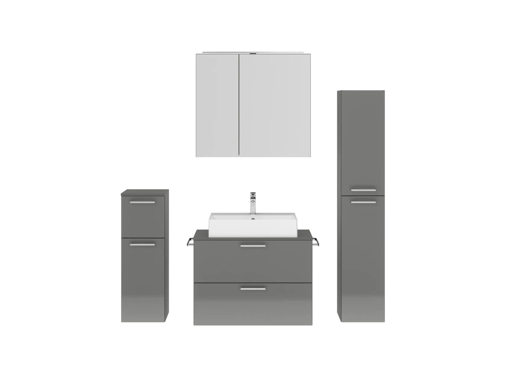 Atlas Ensemble sous vasque avec miroir et colonnes 1