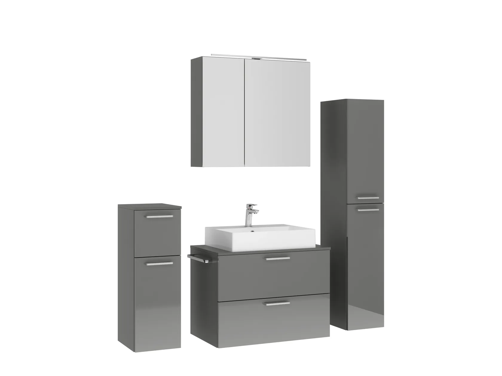 Atlas Ensemble sous vasque avec miroir et colonnes 3