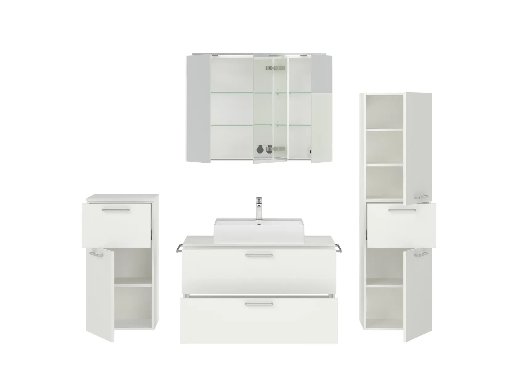 Atlas Ensemble sous vasque avec miroir et colonnes 2