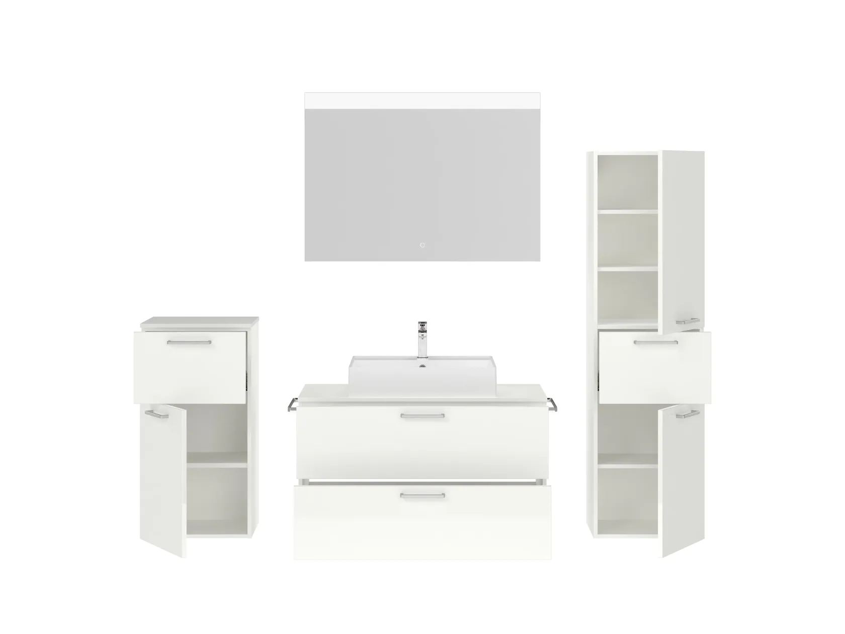 Atlas Ensemble sous vasque avec miroir et colonnes 2